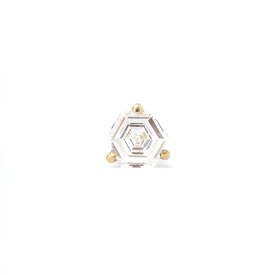 0.14 ctw Hexagon Diamond Vault Three-Prong Stud