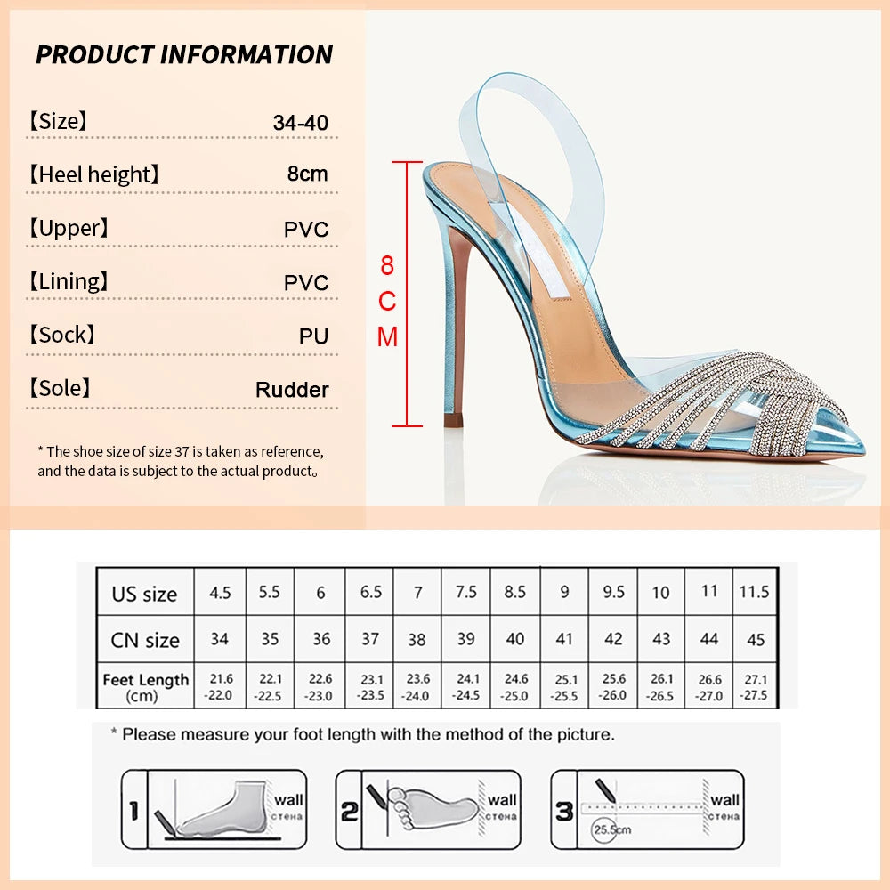 2024 Summer Occasion Women Summer Sexy High Heels Rhinestones Elegant Pointed Toe Party Shoes