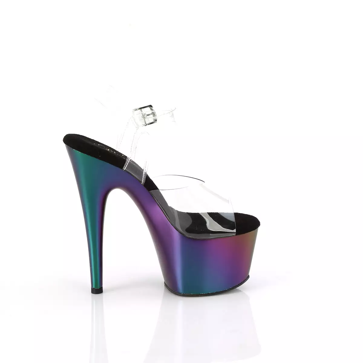 7 Inch Heel ADORE-708MCH Clear Purple Green Chrome