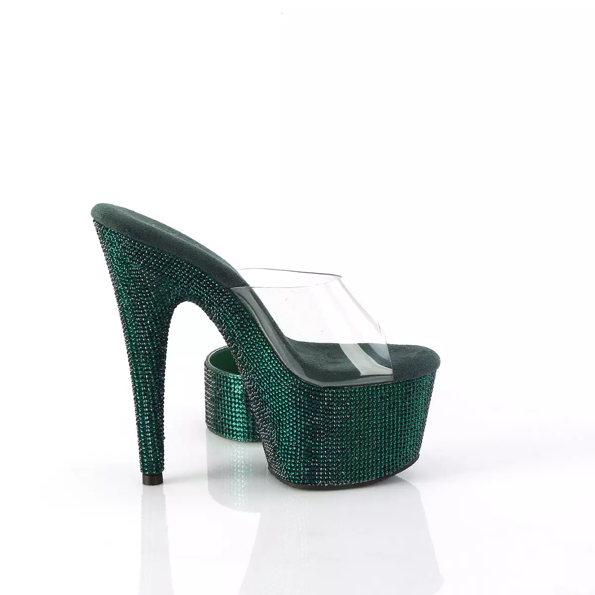 7 Inch Heel BEJEWELED-712RS Green Emerald Rhinestone