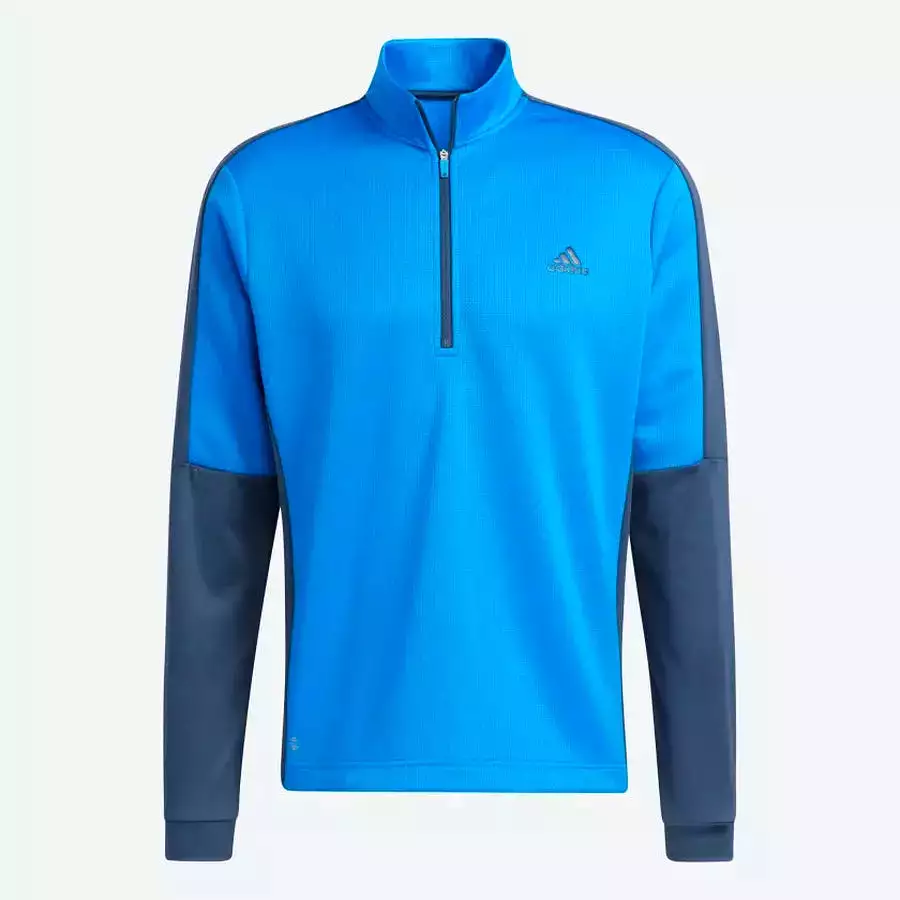 Adidas Colorblock Men's Quarter-Zip Pullover - Blue