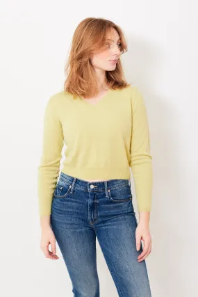 Allude Cropped Cashmere V Sweater