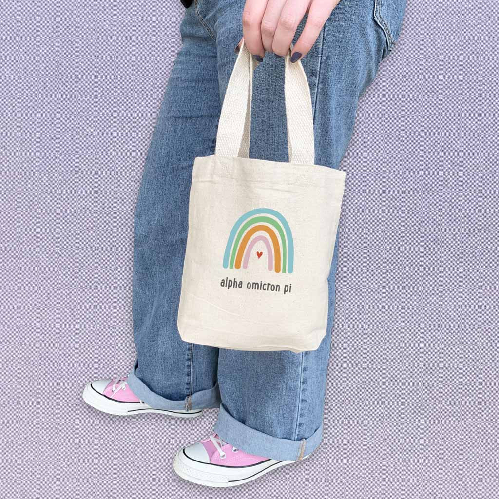 Alpha Omicron Pi Sorority Rainbow Mini Tote Gift Bag