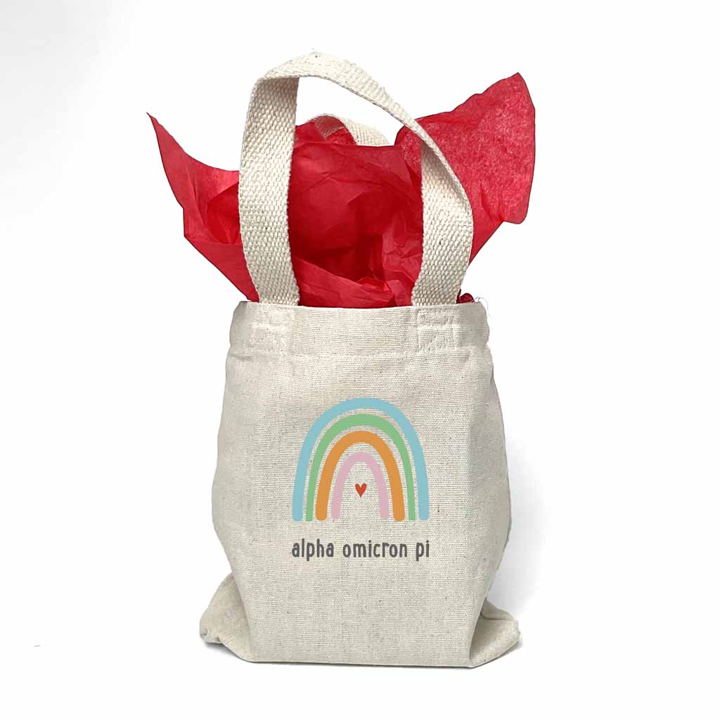 Alpha Omicron Pi Sorority Rainbow Mini Tote Gift Bag