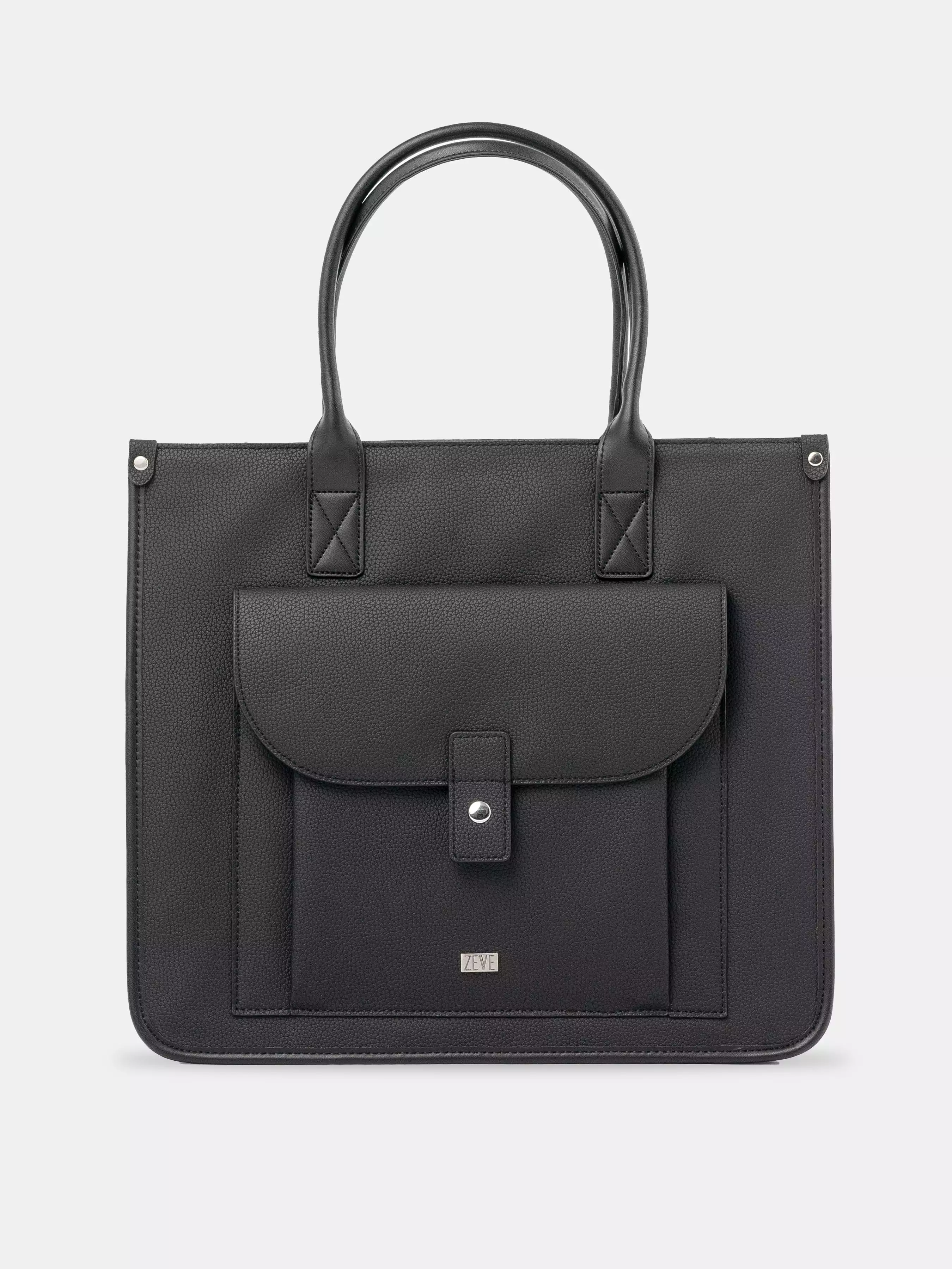 Ares Tote Bag With Zipper - Black Pebble