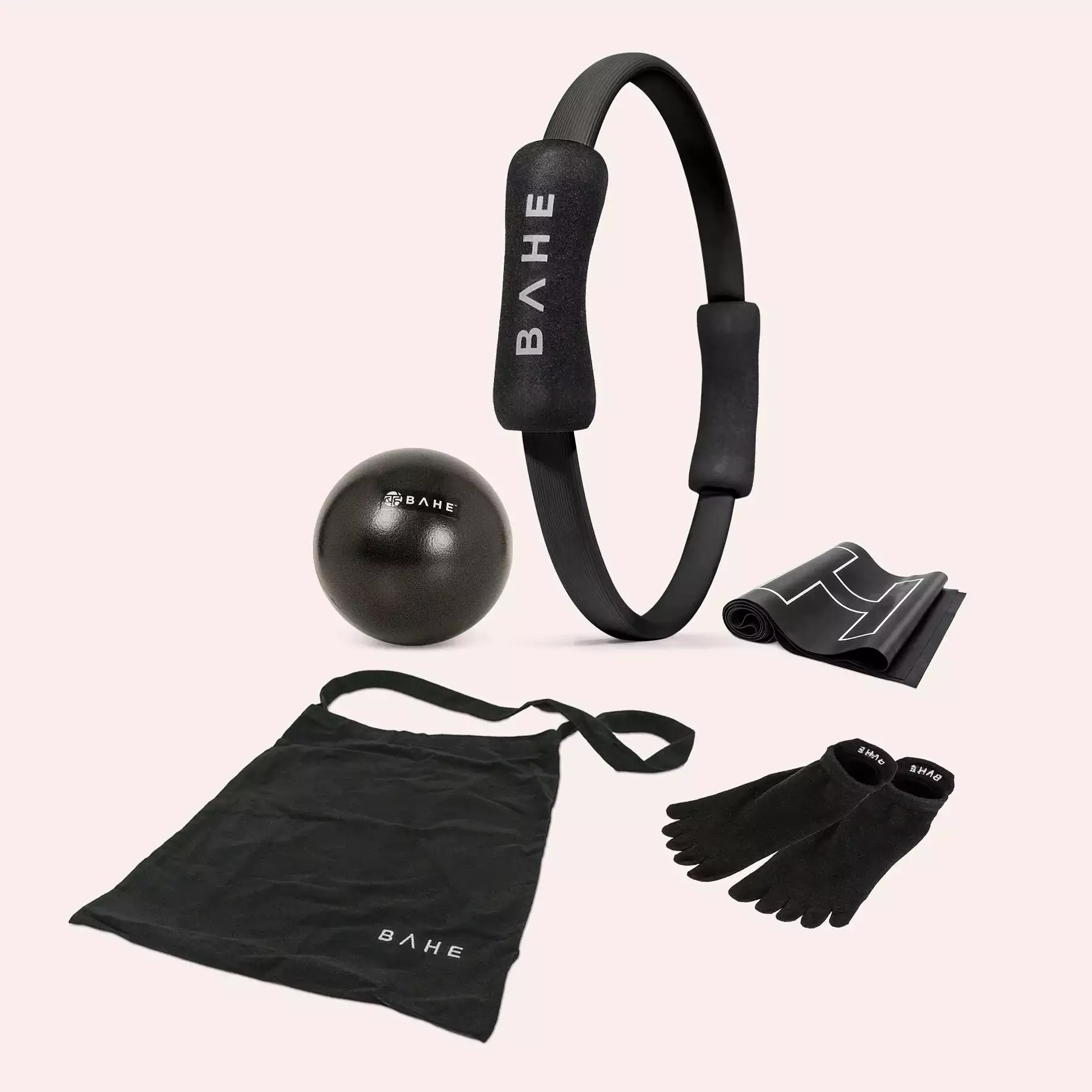 BAHE Pilates Essentials (Ring, Socks, Ball, Tote Bag) - Black/White