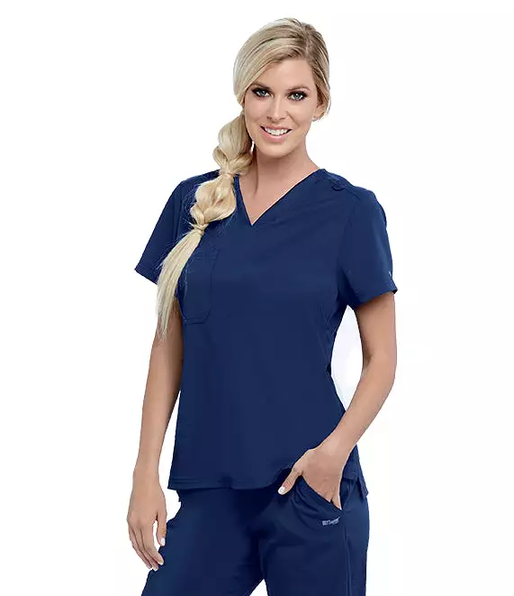 Barco Grey's Anatomy +SpandexStretch GVST028 Women's Tuck In V-Neck Top