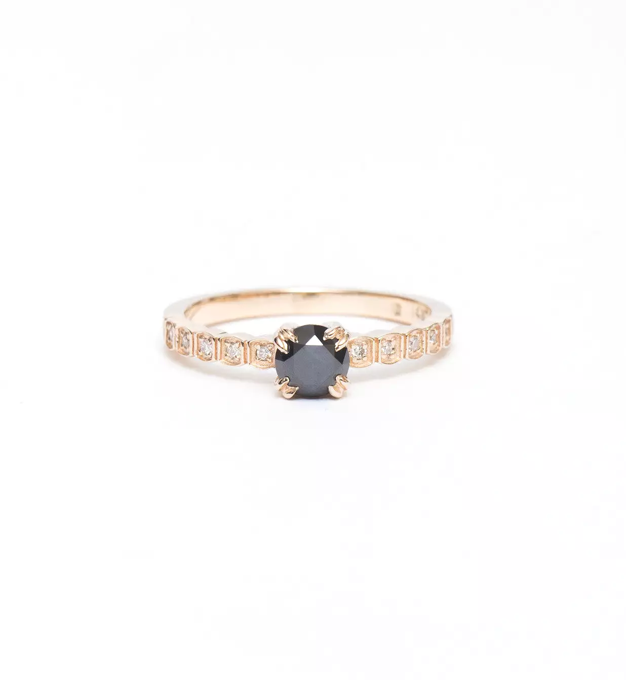 Black Diamond Tiny Wheat Engagement Ring