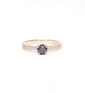 Black Diamond Tiny Wheat Engagement Ring