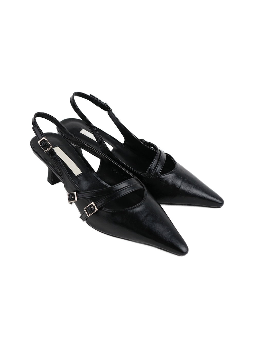 Buckle Embellished Slingback Pointed Toe Heels IM406