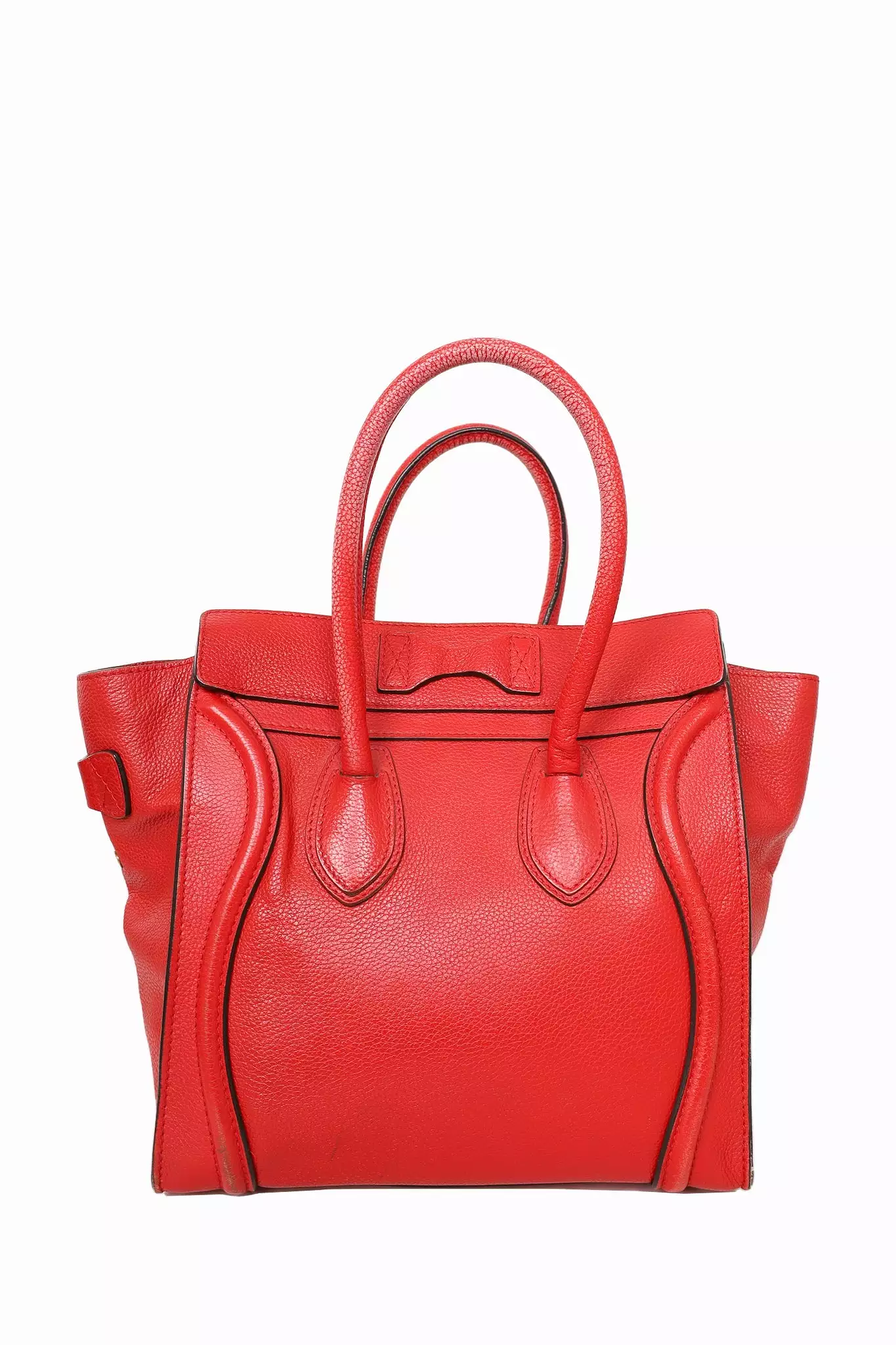 Celine Red Leather Mini Luggage Tote Bag