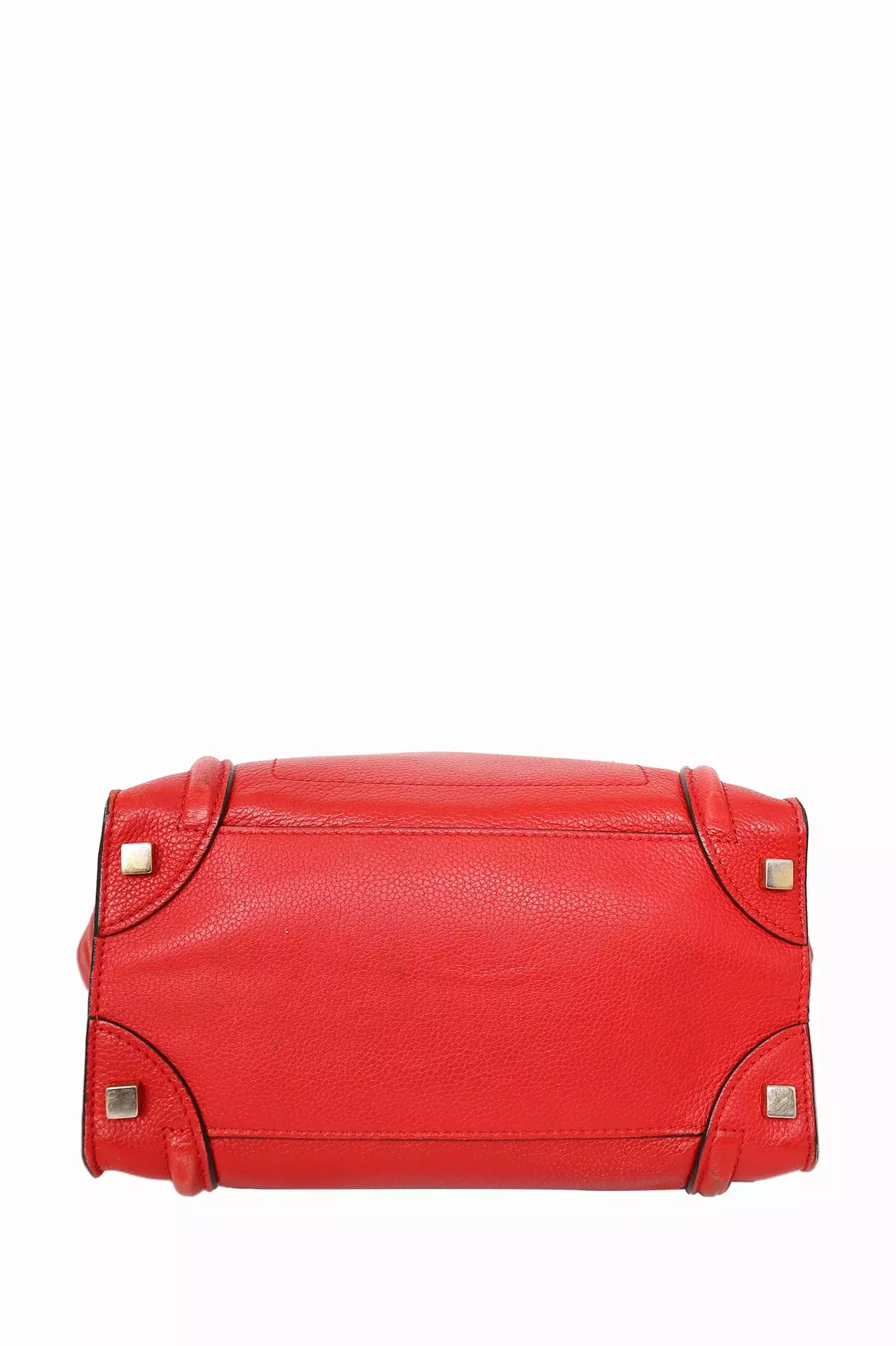 Celine Red Leather Mini Luggage Tote Bag