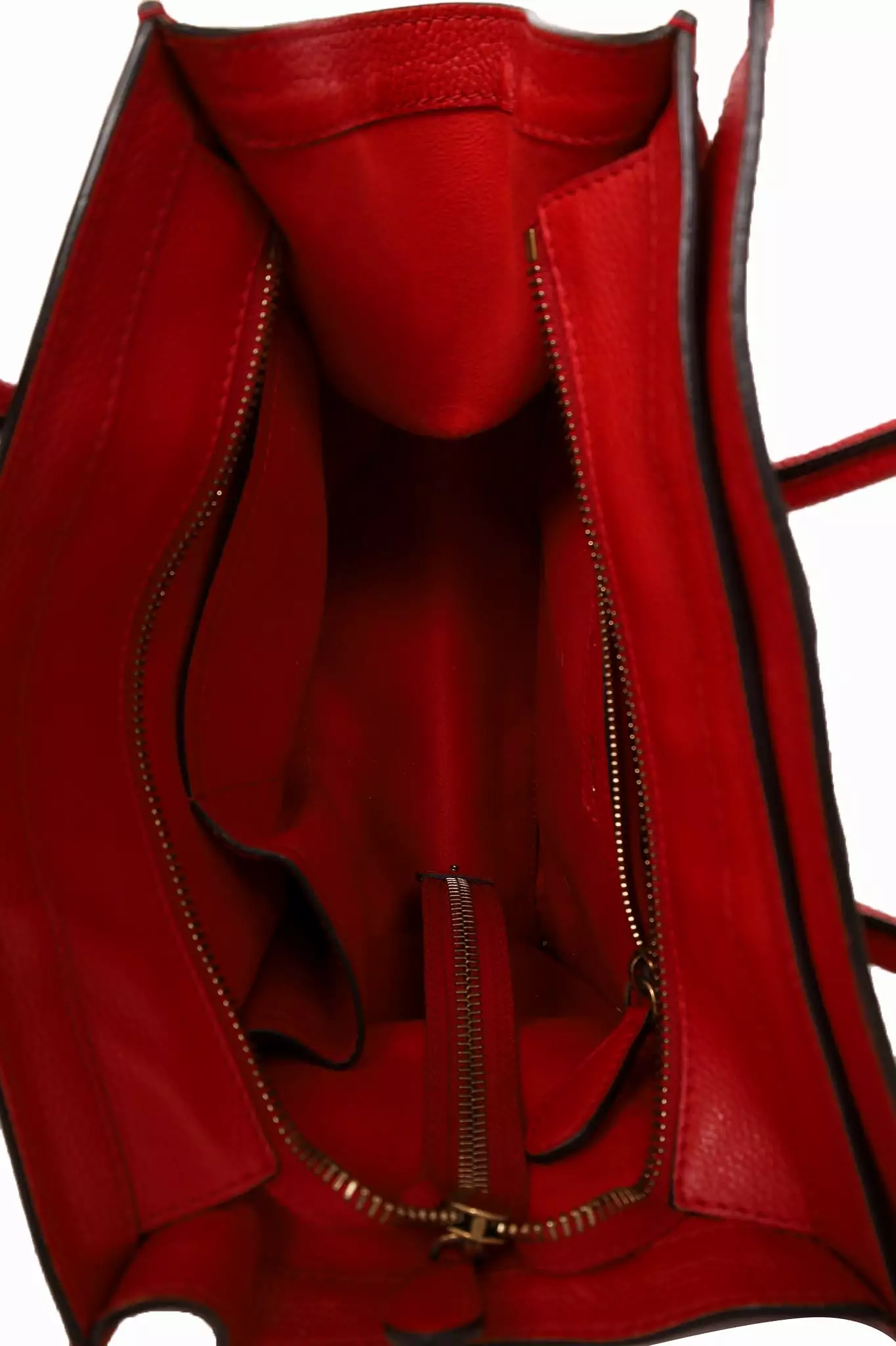 Celine Red Leather Mini Luggage Tote Bag