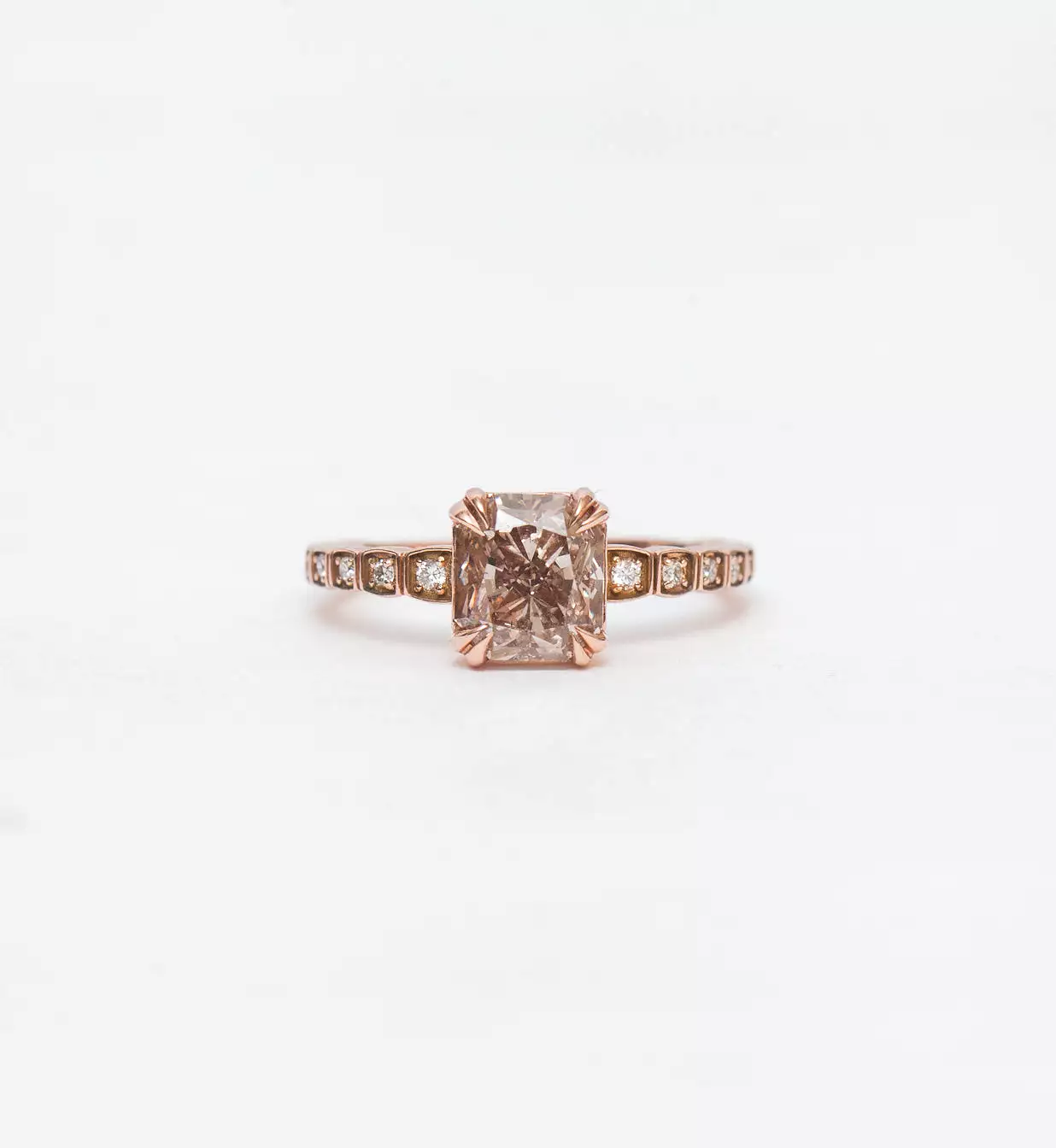 Champagne Diamond Tapered Wheat Engagement Ring