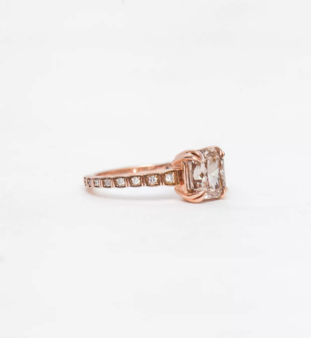 Champagne Diamond Tapered Wheat Engagement Ring