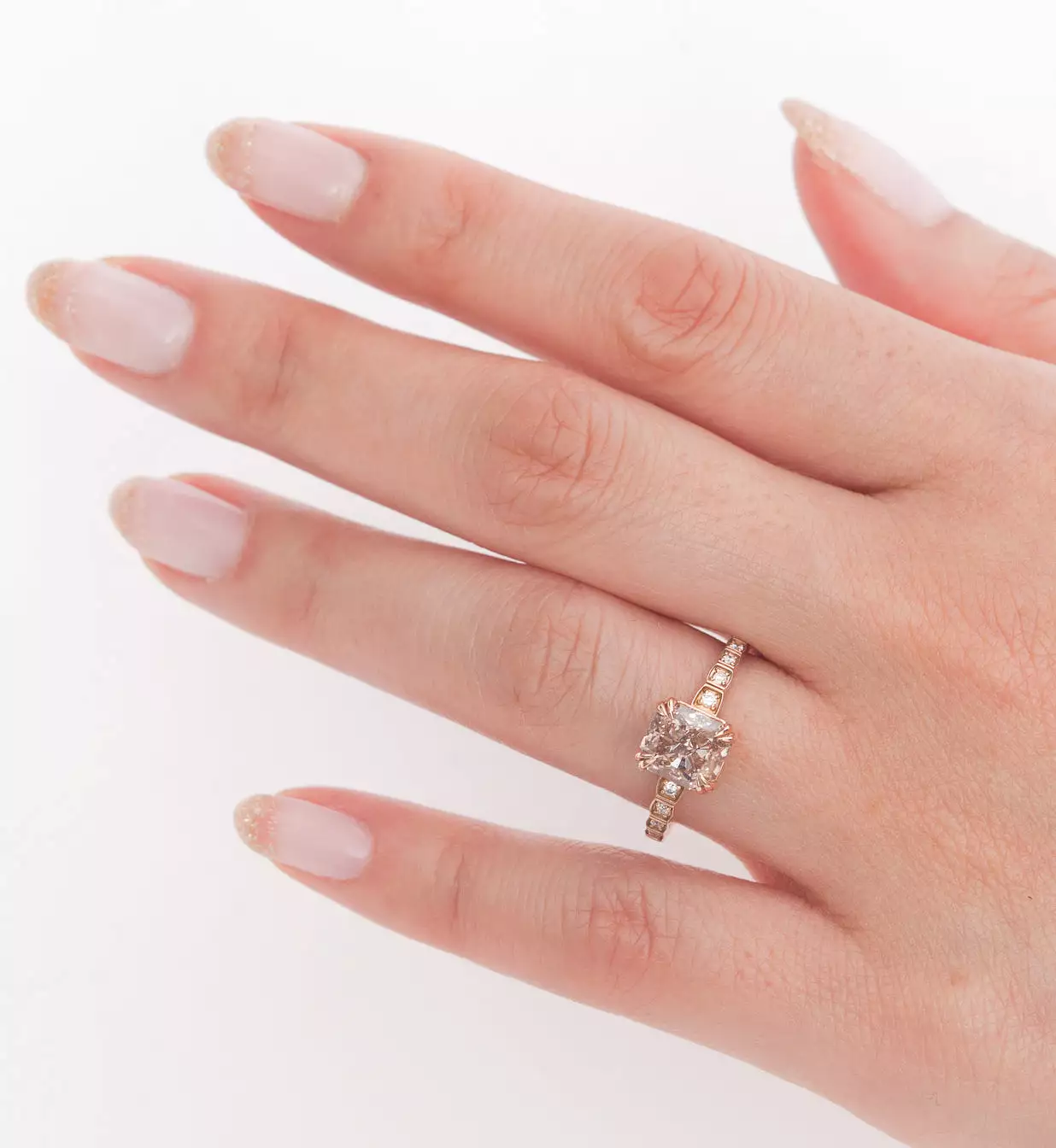 Champagne Diamond Tapered Wheat Engagement Ring