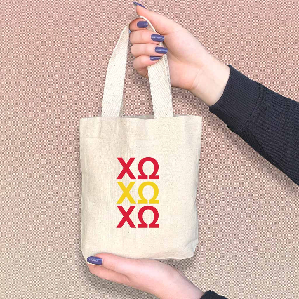 Chi Omega Sorority Greek Letters Mini Tote Gift Bag