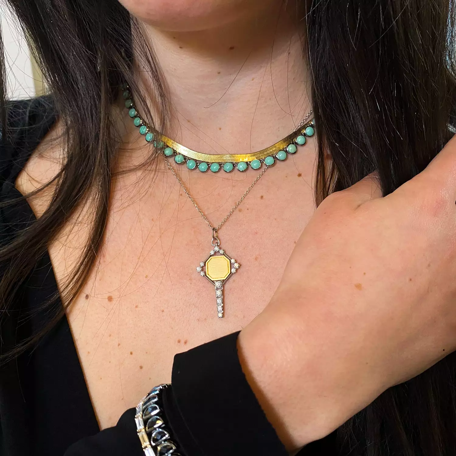 Chrysoprase Mini Dot Riviere Necklace