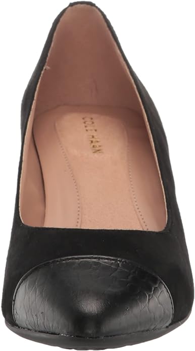 Cole Haan The Go-To Pump Black Suede/Black Croc Pointed Toe Slip On Pumps