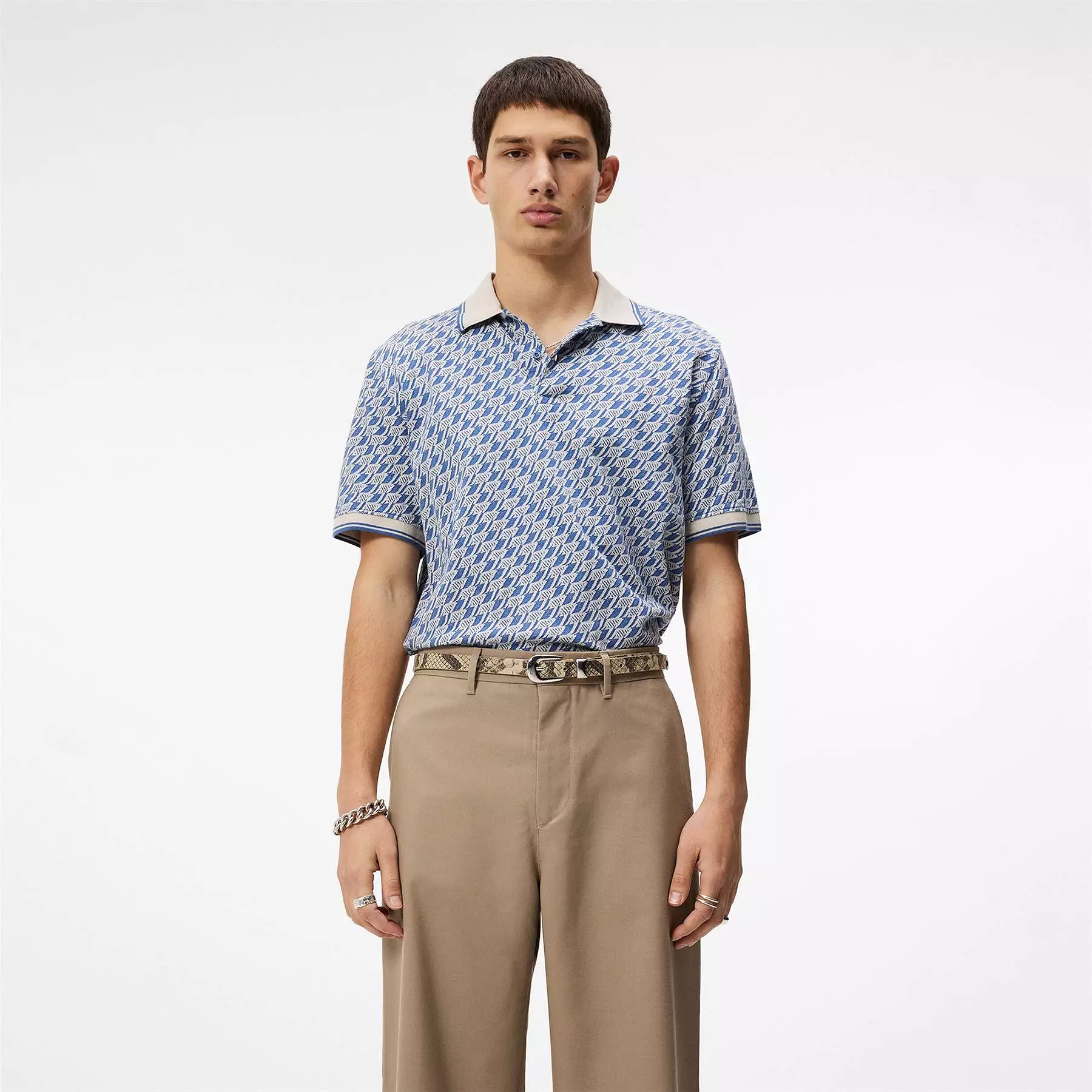 Devon Regular Fit Cotton Jacquard Polo Bijou Blue - SS24