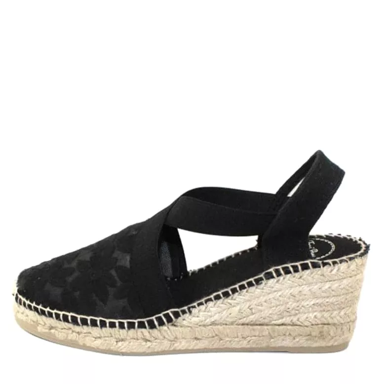 Embroidered Cotton Blend Wedge Espadrille for Women - Terra-F