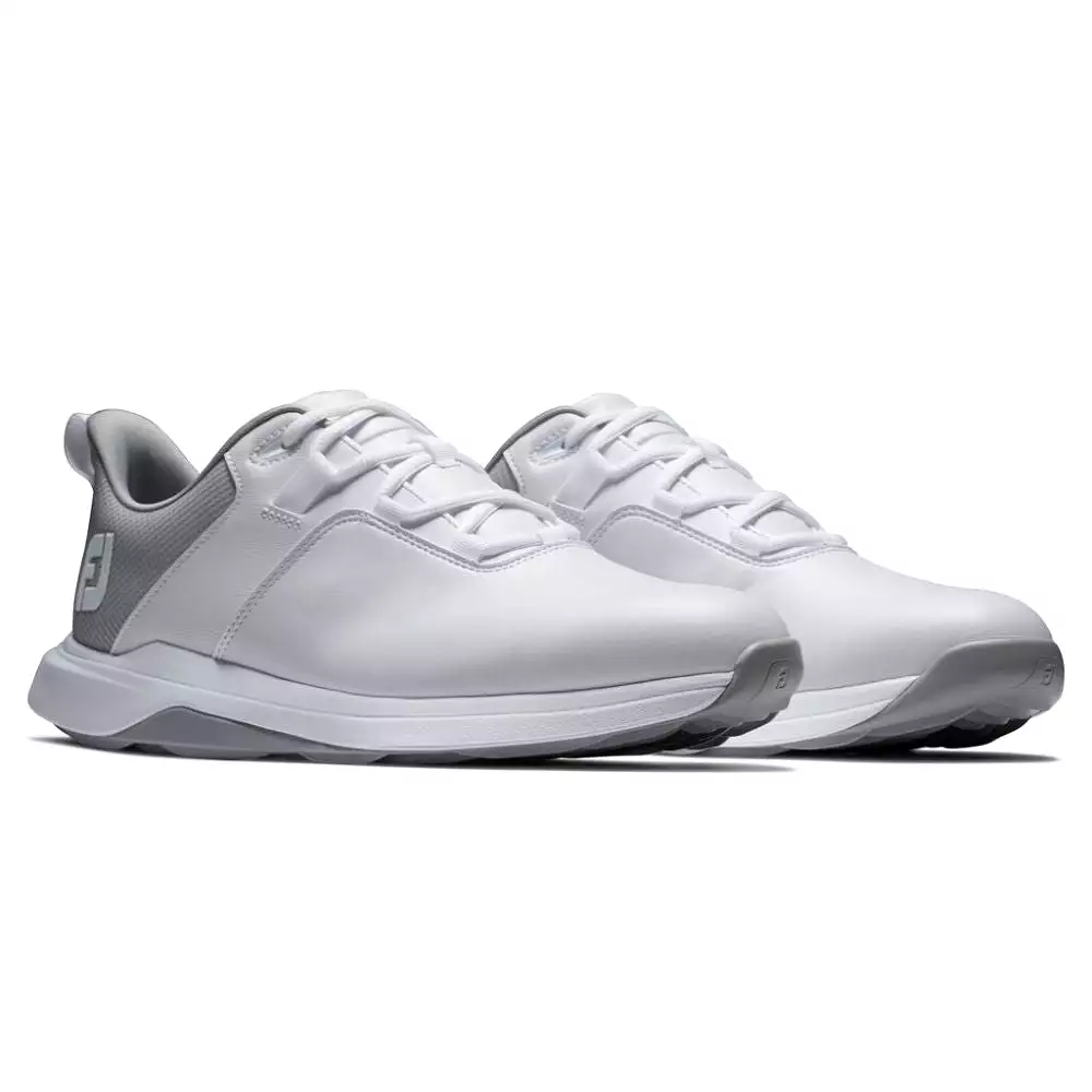 FootJoy Men's ProLite Spikeless Laced Golf Shoes - White/Grey