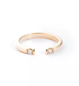 Gold Half Round Two Diamond Ring