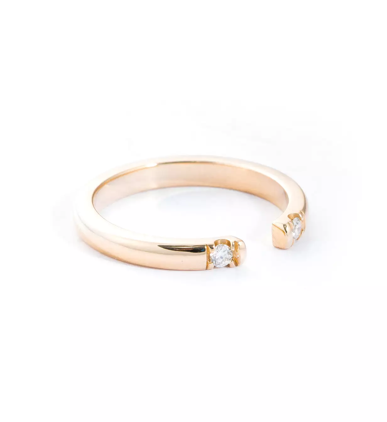 Gold Half Round Two Diamond Ring