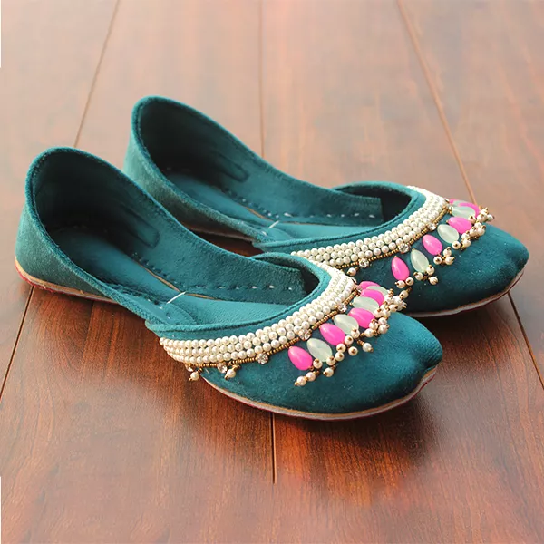 Green Fancy Khussa for girls