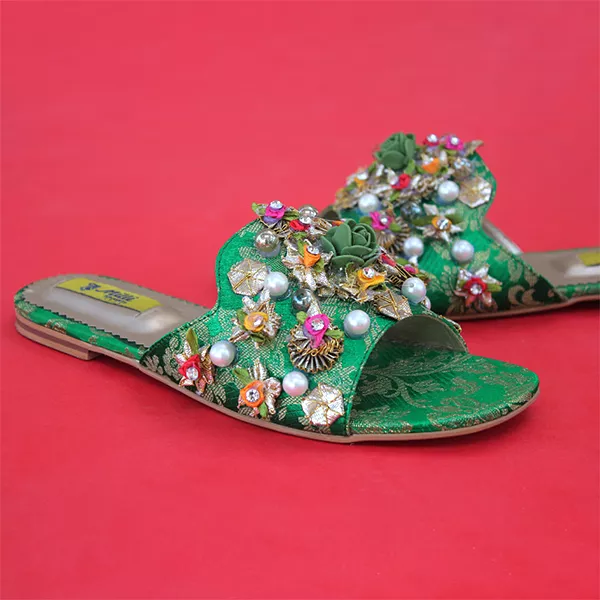 Green Fancy Slippers for women