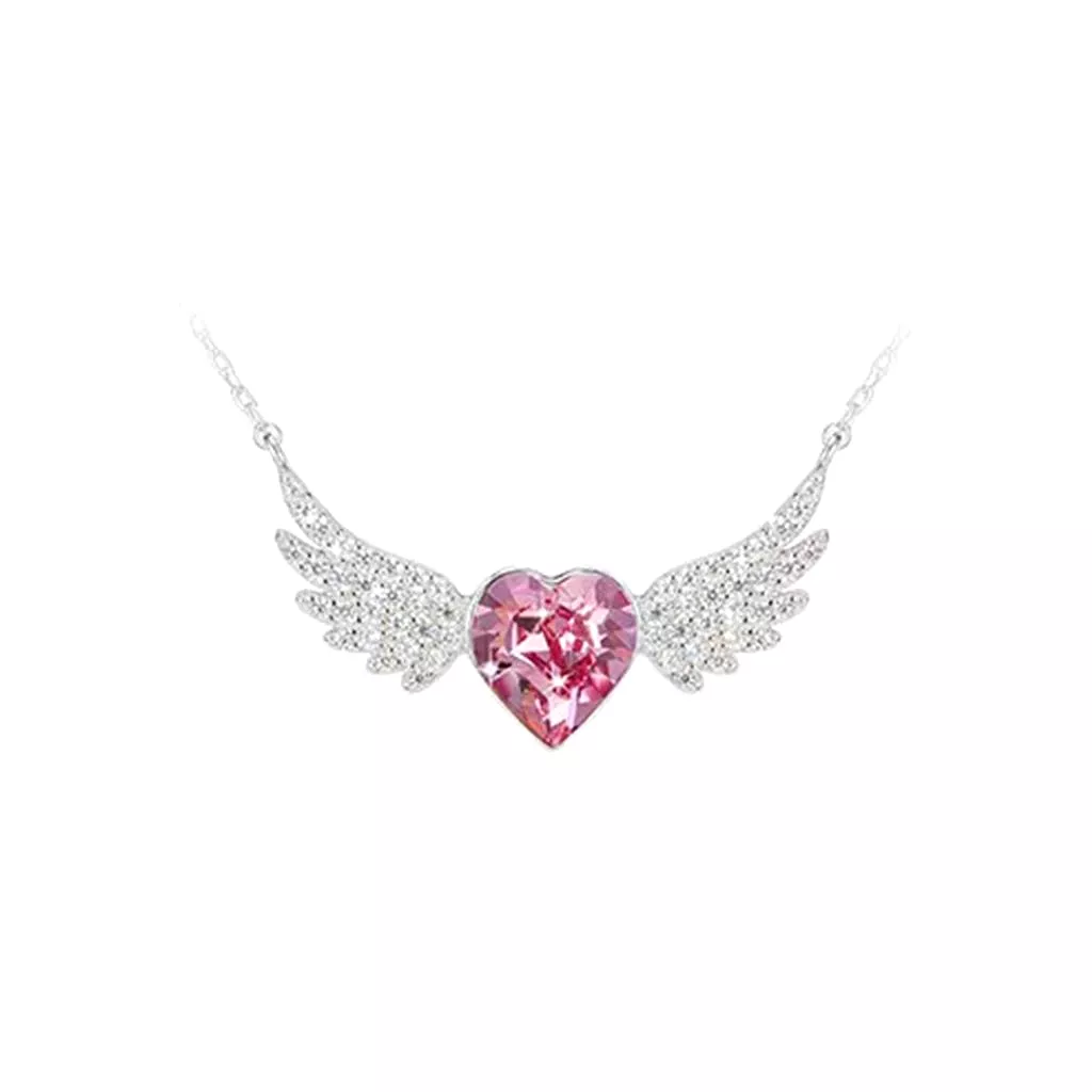 Guarding Angel Wings Hearts Necklace