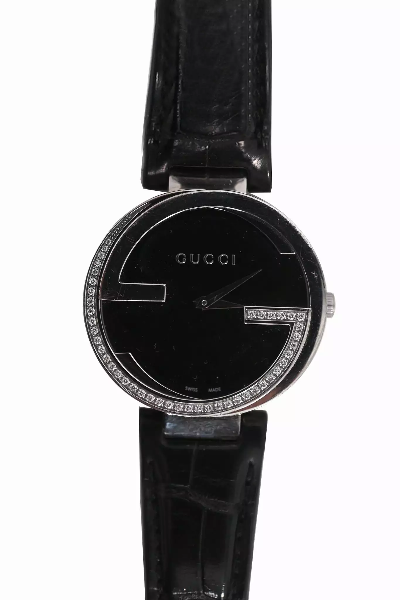 Gucci Stainless Steel Round Diamond 133.3 Alligator Watch