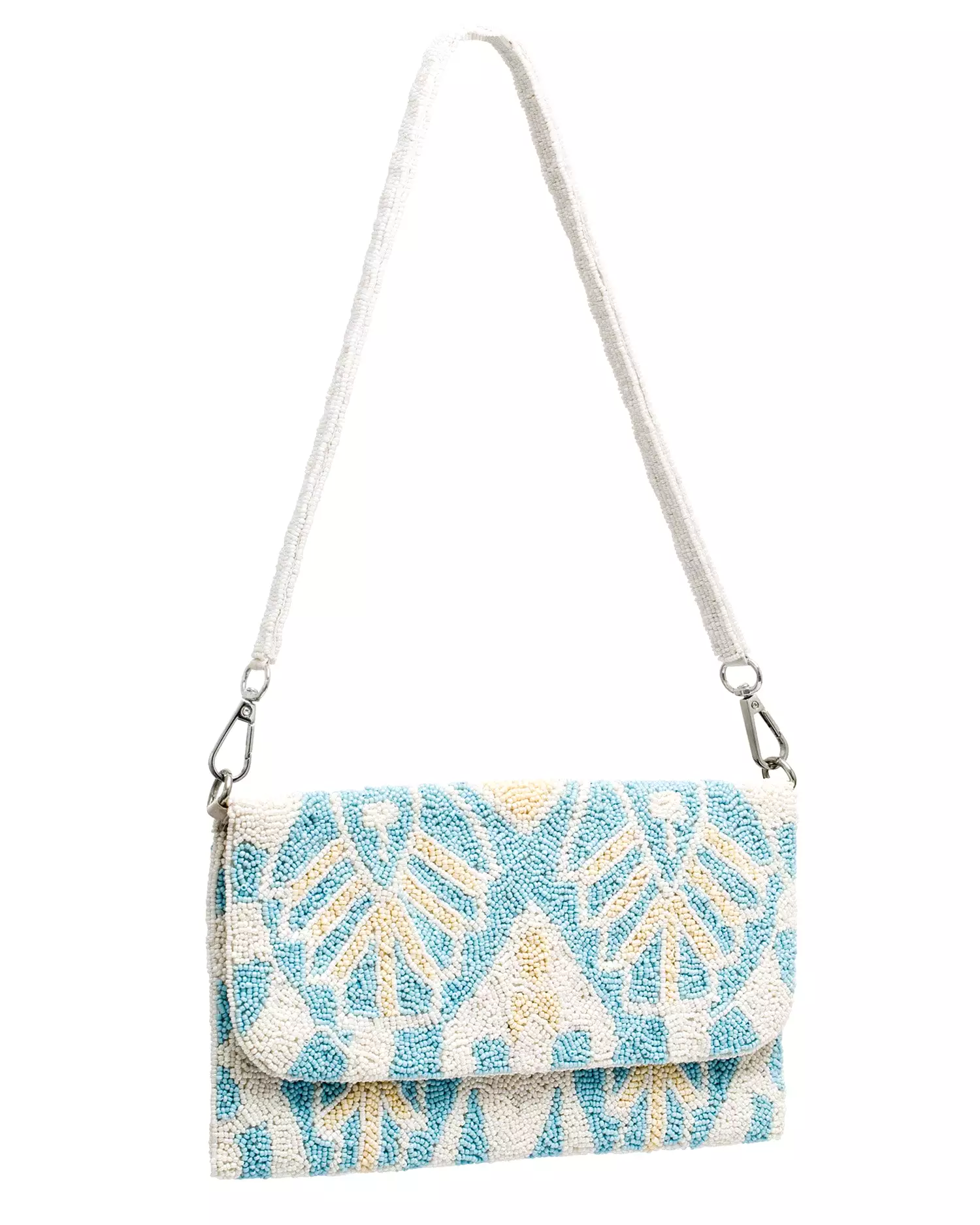 HARMONY - BLUE AND IVORY BEADED SHOULDER BAG