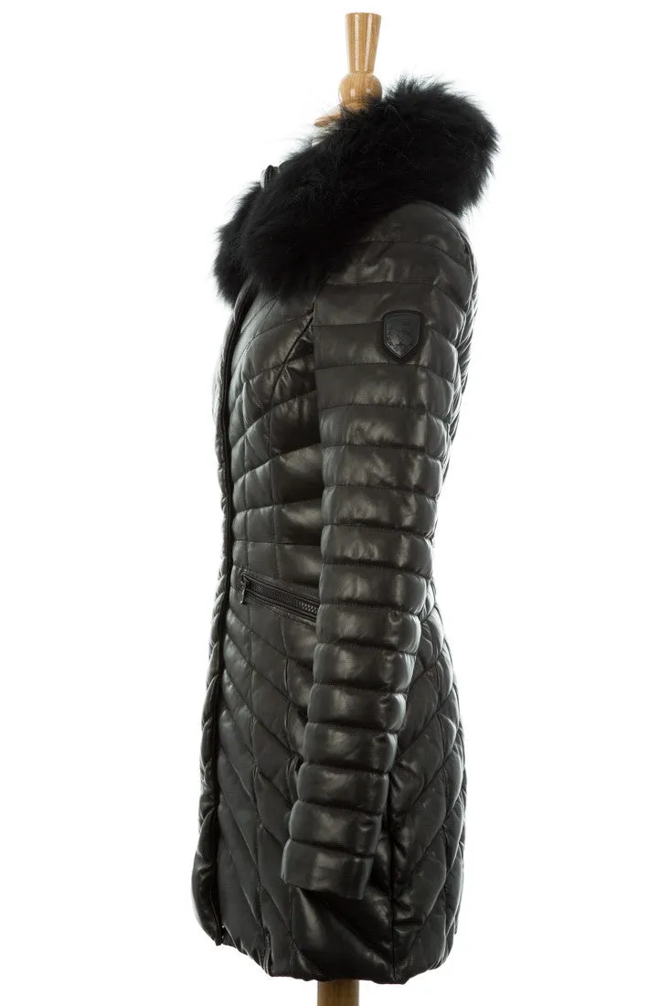 Iris Quilted Leather Puffer Coat