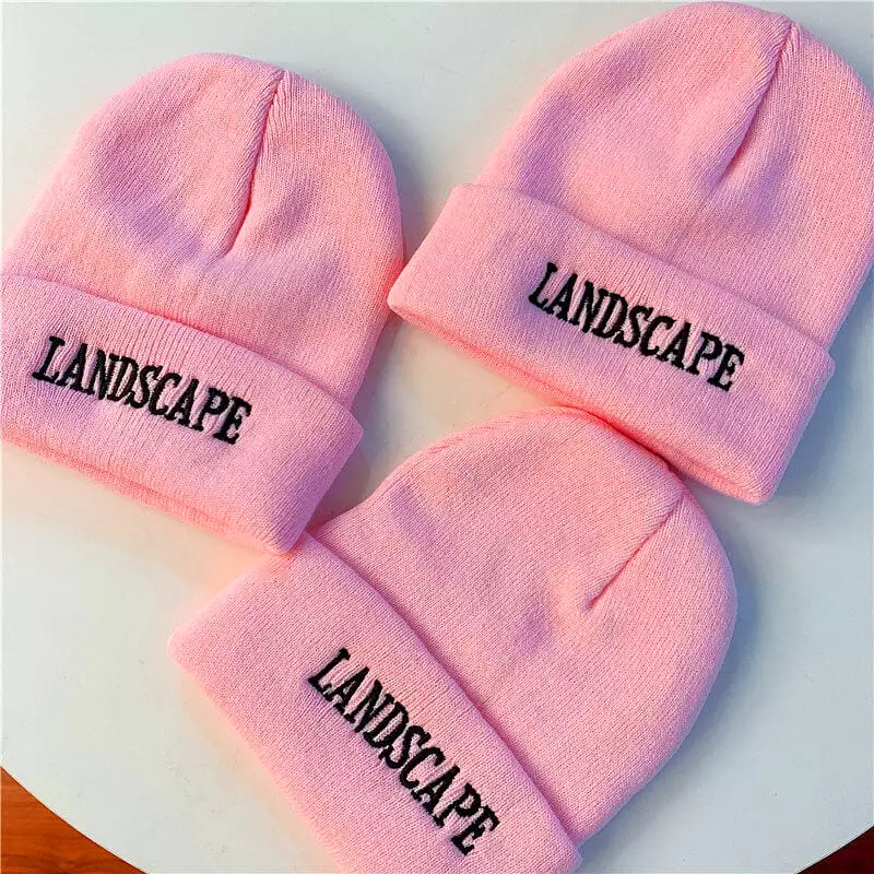 Korean ins CUTE PINK LETTER KNIT HAT BY9003