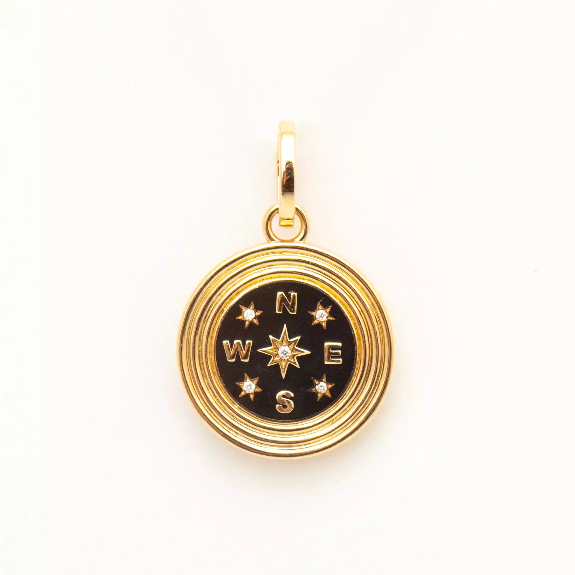 Large Ceramic & Diamond Compass Hinged Charm