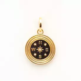 Large Ceramic & Diamond Compass Hinged Charm