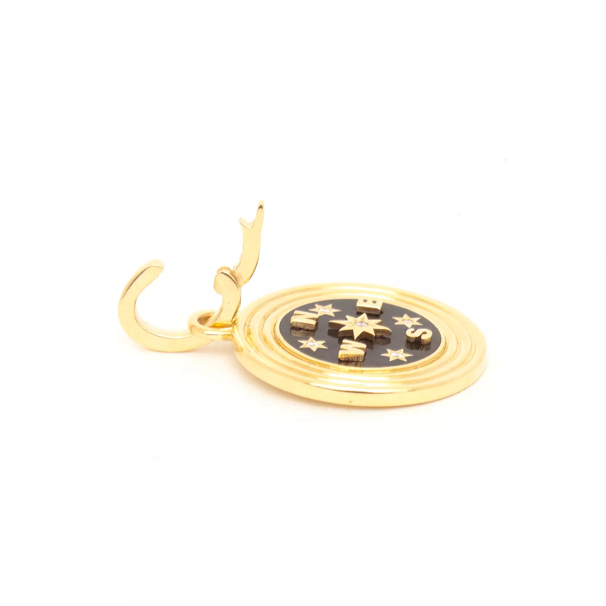 Large Ceramic & Diamond Compass Hinged Charm