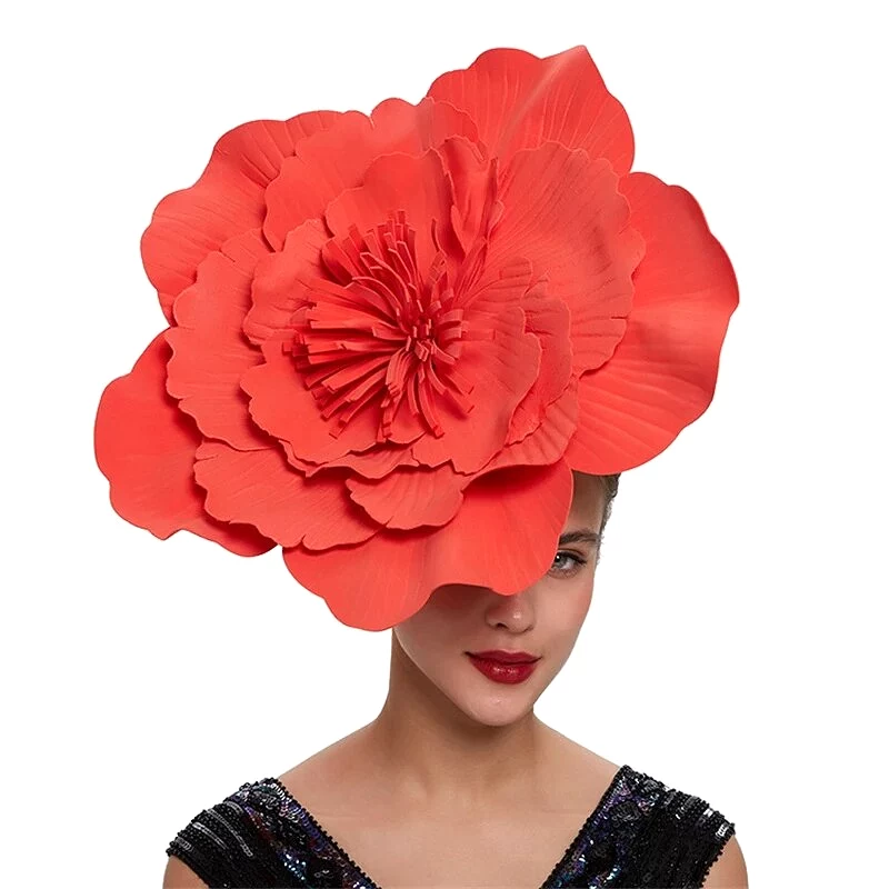 Large Flower Fascinator Hat Bridal Makeup Prom Kentucky Derby Headpiece  Photography Hair Accessories