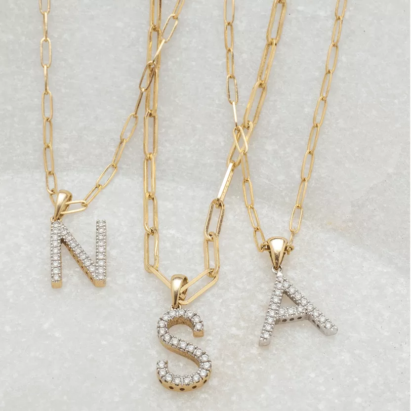 Large Gold & Diamond Initial Charm