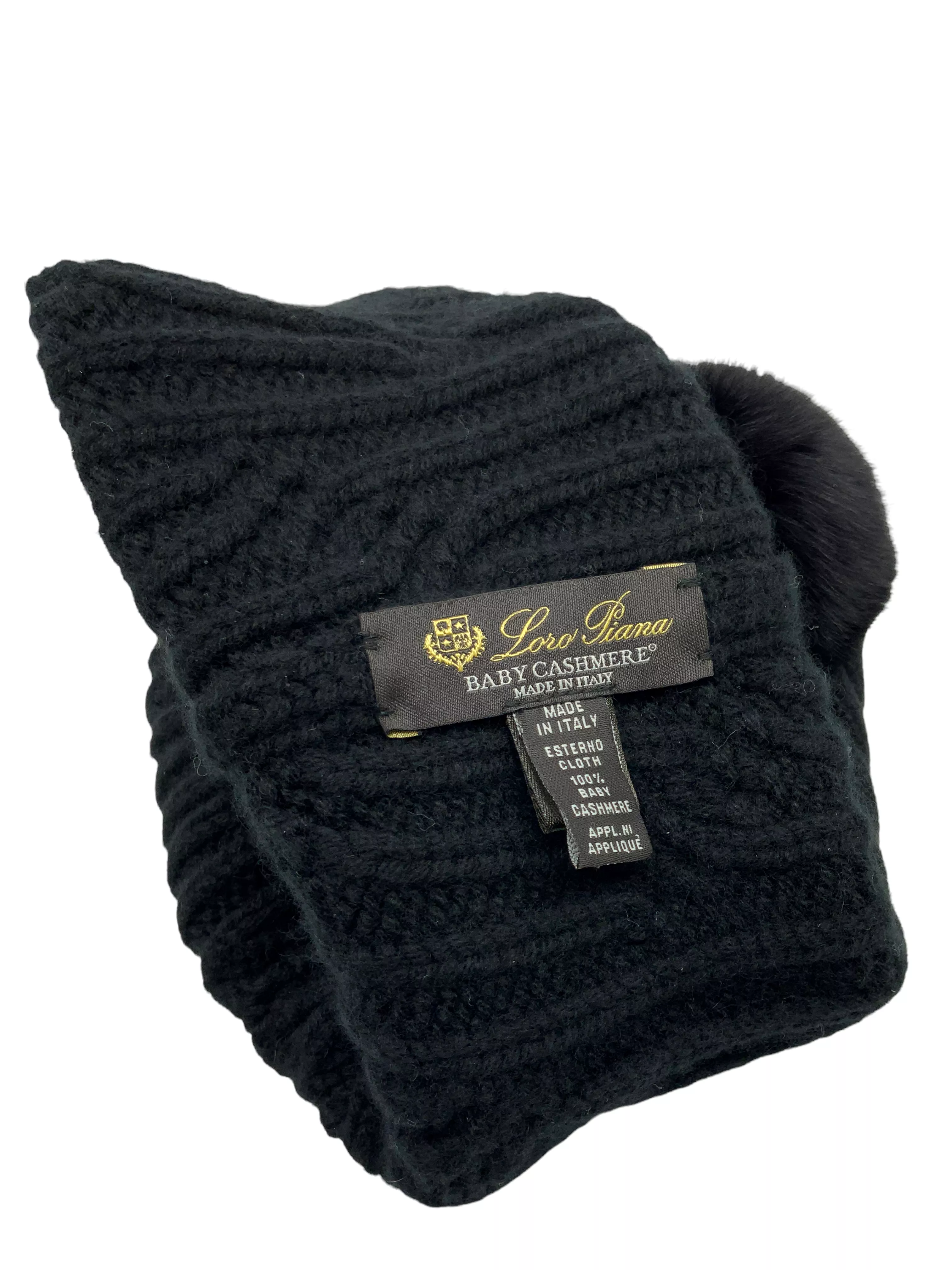 Loro Piana Baby Cashmere and Chinchilla Pompon Beanie Hat