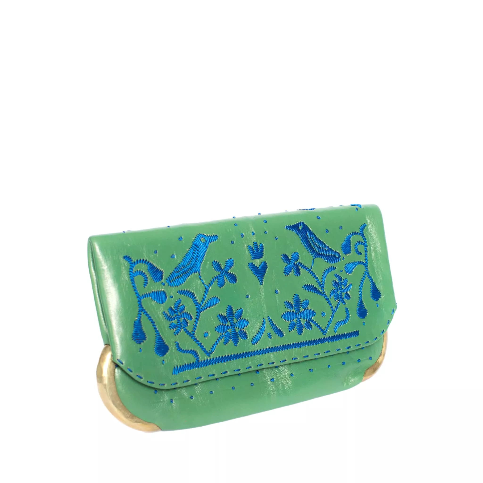 Lovebirds Evening Clutch Bag in Dark Green, Blue