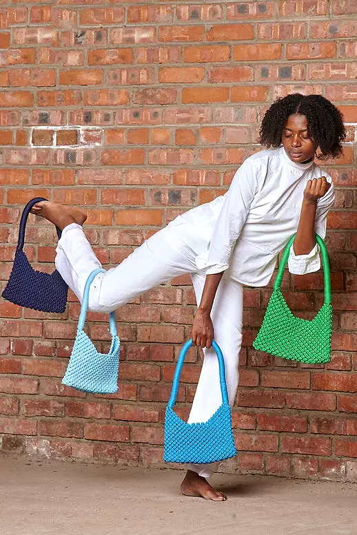 Macrame Bag MARITO in Baby Blue