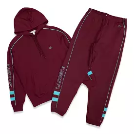 Men’s Fleece Jogging Set In Burgundy/Turquoise