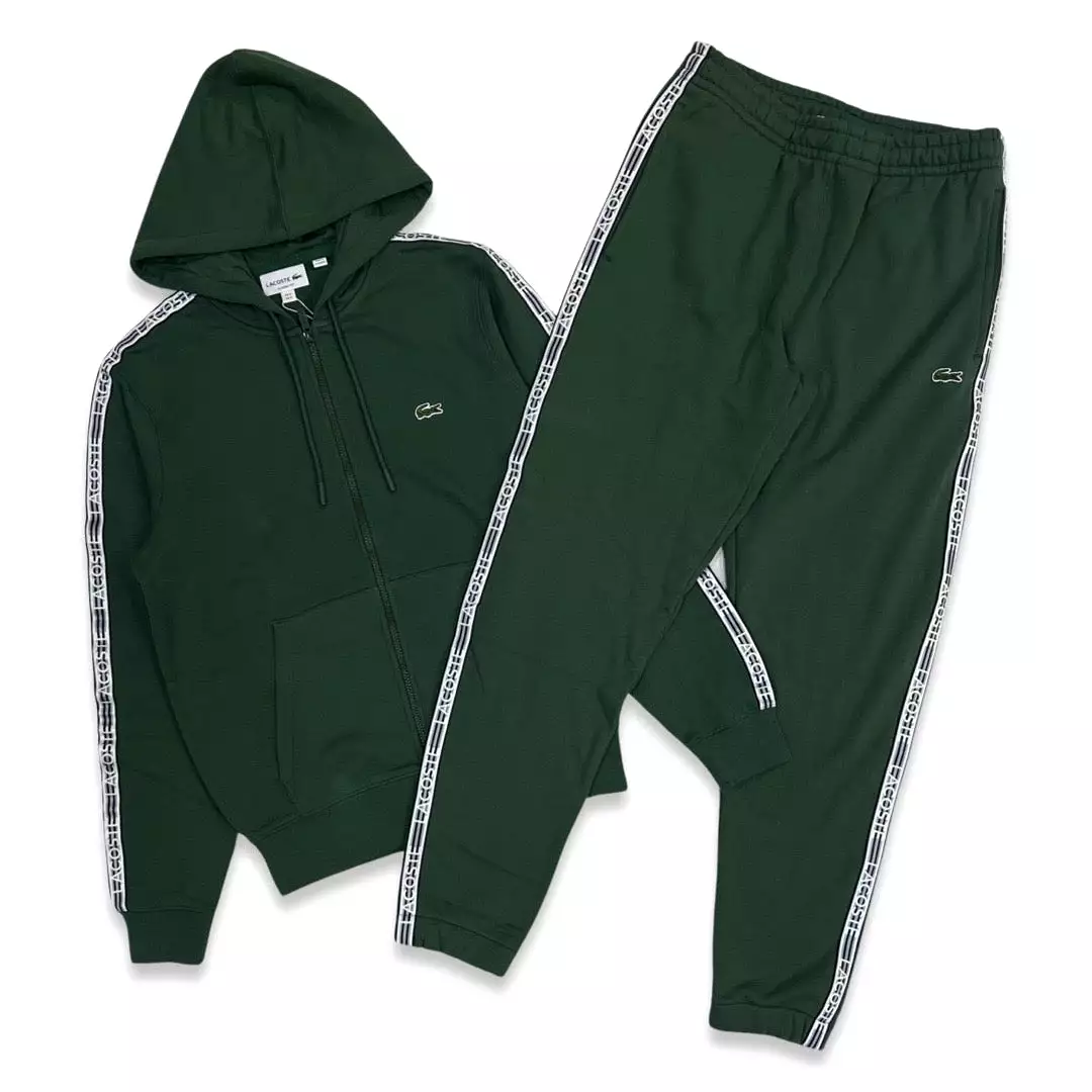 Men’s Fleece Stripe Jogging Set In Green