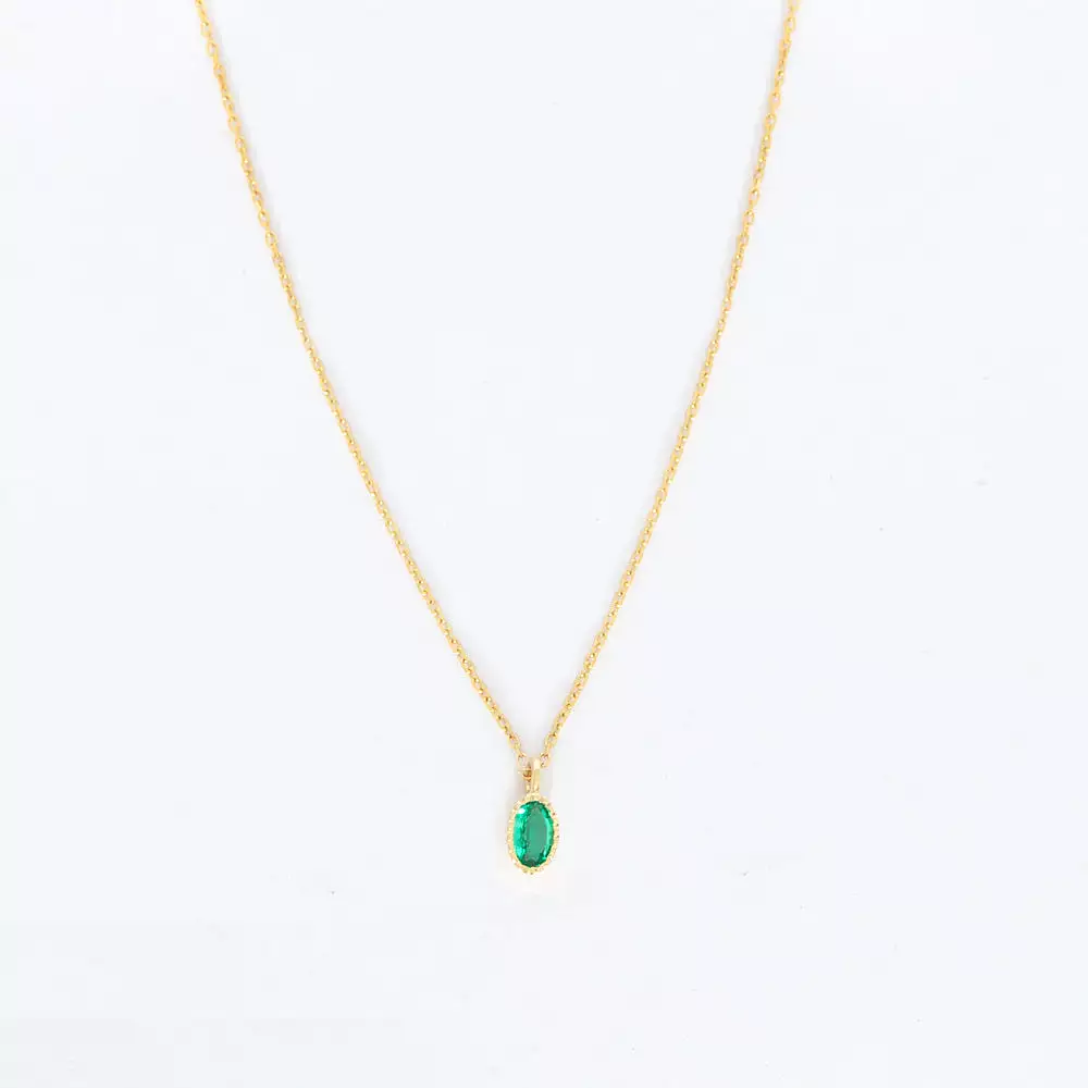 Oval Emerald Wisp Necklace