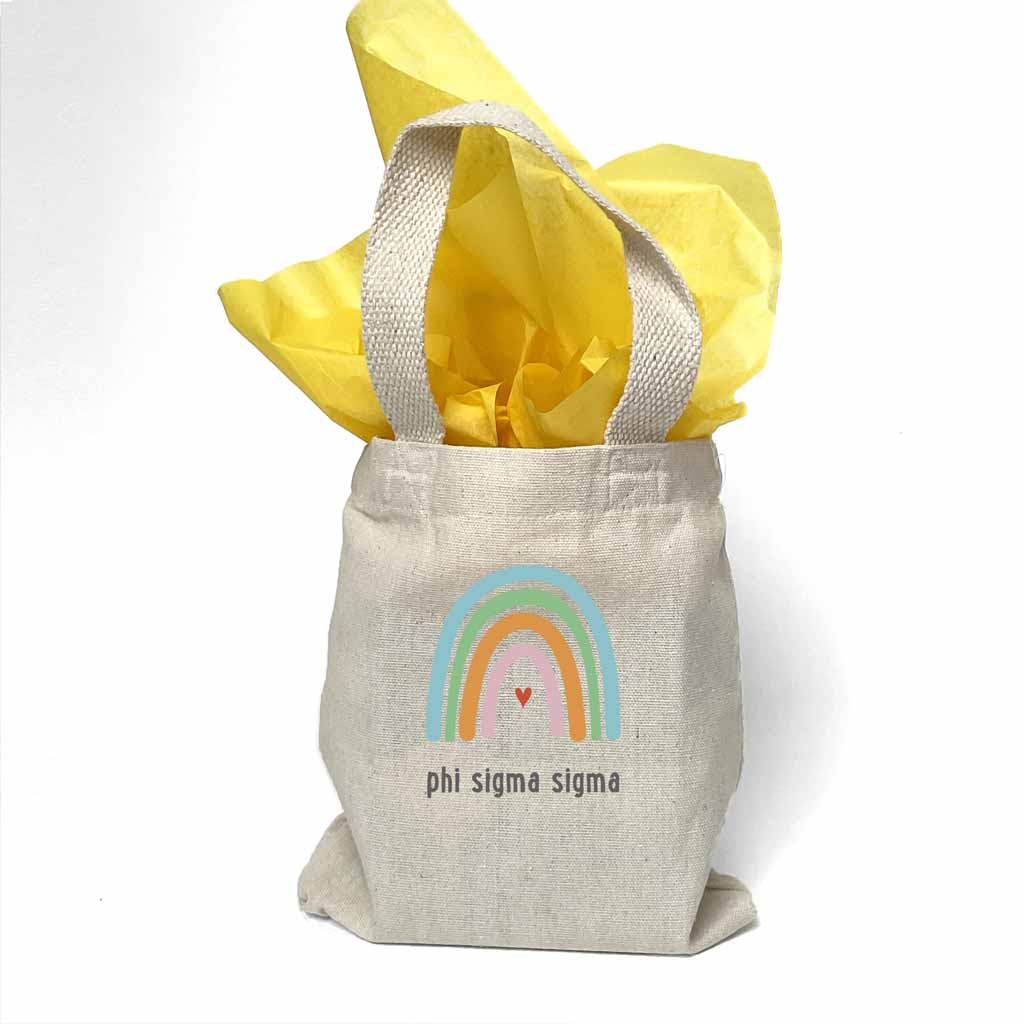 Phi Sigma Sigma Sorority Rainbow Mini Tote Gift Bag