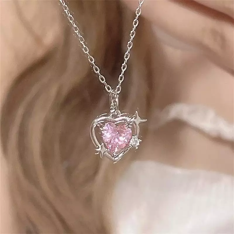 Pink Heart Sparkle Necklace - Cupcake