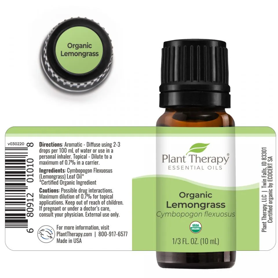 Plant Therapy Lemongrass Organic Essential Oil