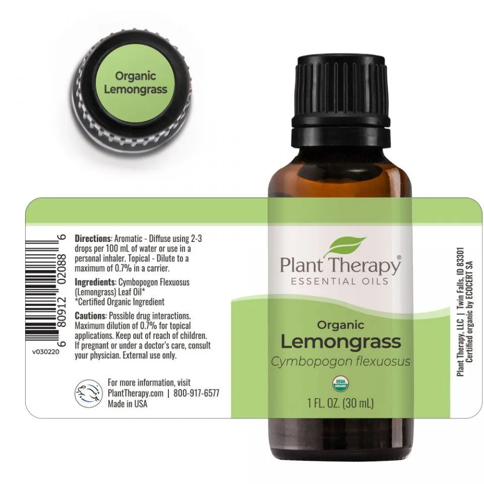 Plant Therapy Lemongrass Organic Essential Oil